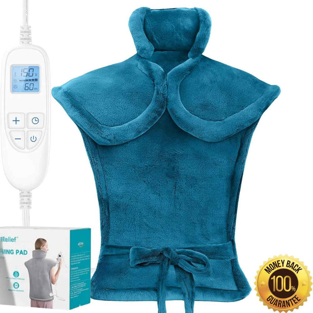 CozyRelief™ Deep-Pressure Relief Wrap: Heated Weighted Therapy for Neck & Shoulders