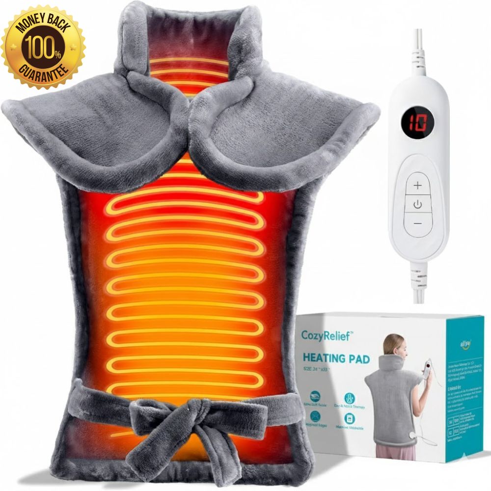 CozyRelief™ Deep-Pressure Relief Wrap: Heated Weighted Therapy for Neck & Shoulders