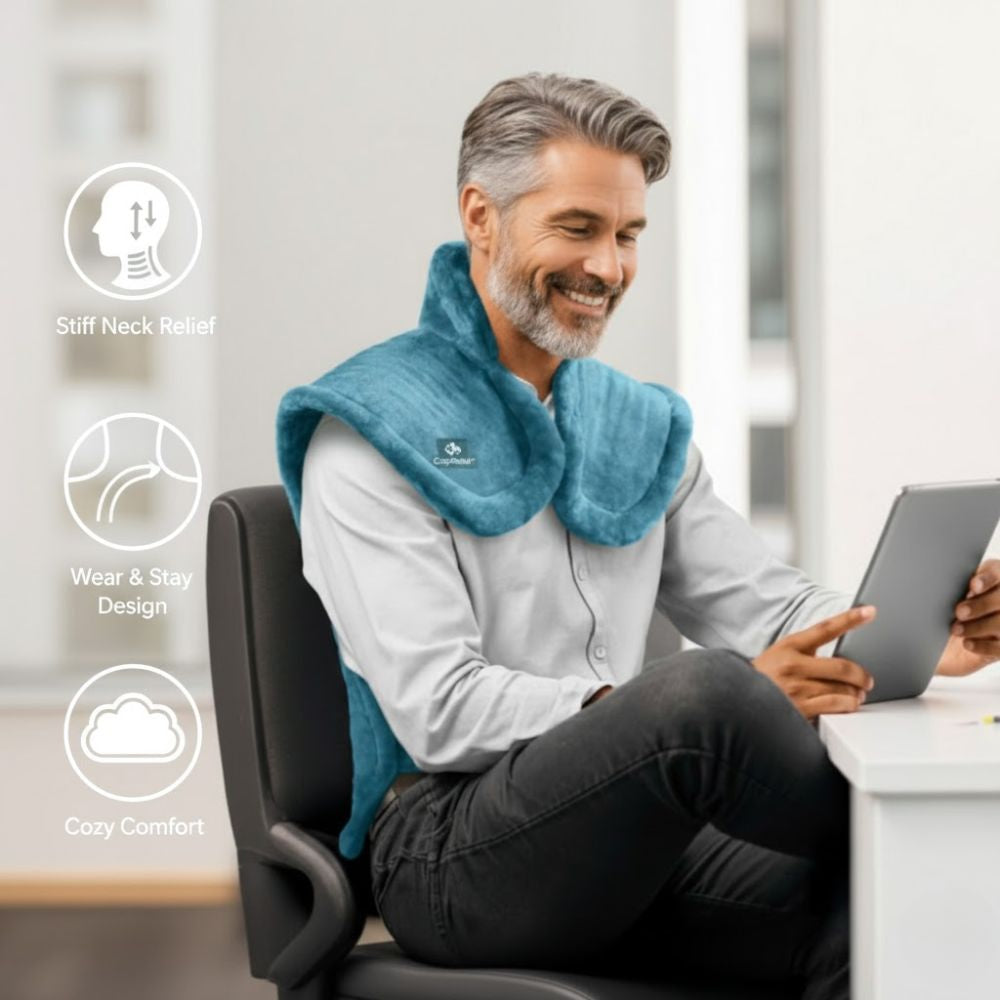 CozyRelief™ Deep-Pressure Relief Wrap: Heated Weighted Therapy for Neck & Shoulders